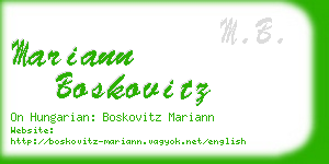 mariann boskovitz business card